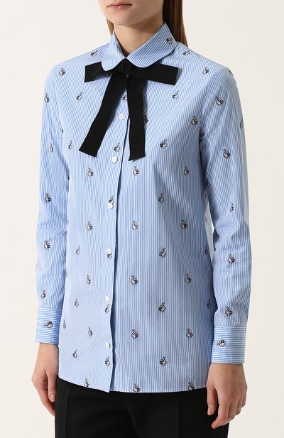 Хлопковая блуза прямого кроя с бантом GUCCI, арт. 476099/Z381C, фото 3