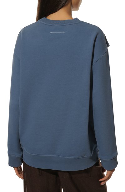 Хлопковый свитшот MM6 синего цвета по цене 48950 руб., арт. S62GU0078/S25564, фото 4 Хлопковый свитшот MM6, арт. S62GU0078/S25564, фото 4