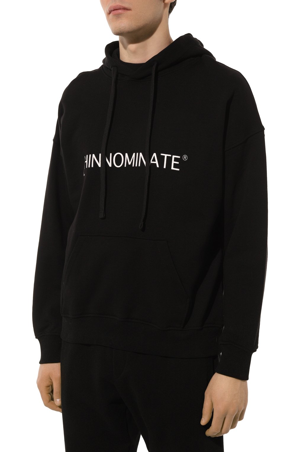 Хлопковое худи HINNOMINATE черного цвета по цене 14900 руб., арт. HNM205, фото 3 Хлопковое худи HINNOMINATE, арт. HNM205, фото 3
