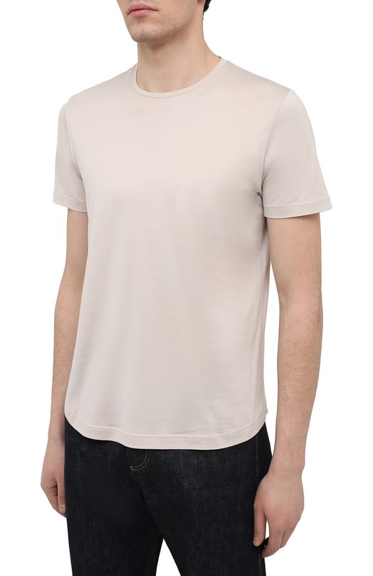 Футболка из шелка и хлопка Loro Piana FAF6128 Кремовый  FAF6128 Фото 3