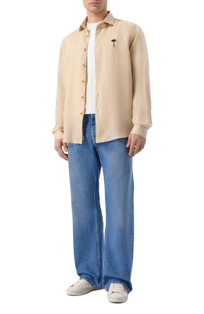 Мужская льняная рубашка PALM ANGELS, арт. PMGE04NS26FAB001