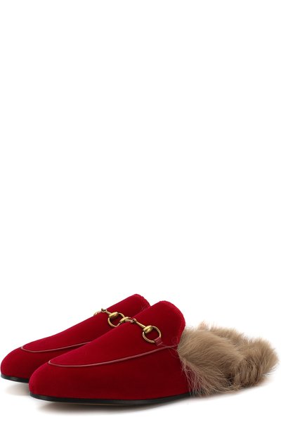 Бархатные сабо princetown с пряжкой-трензелем GUCCI, арт. 448657/K4D50, фото 1