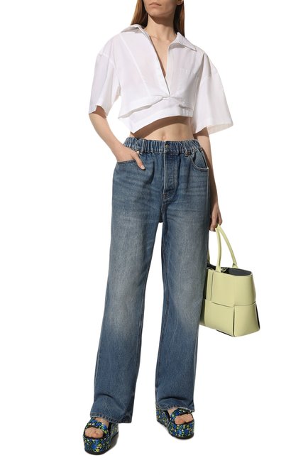 Женские текстильный босоножки VERSACE JEANS COUTURE, арт. 72VA3S09-F0ND0 MALL0RY DIS. 59 PRINTED SATIN BLU/Z