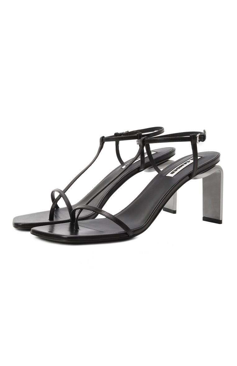 Женские кожаные босоножки JIL SANDER черного цвета, арт. J15WP0158-P4864 | Фото 1 (Каблук высота: Высокий; Материал внешний: Натуральная кожа; Материал внутренний: Натуральная кожа; Подошва: Плоская; Каблук тип: Фигурный; Автоматизация состава: Проставлено; Автоматизация ТО: Проставлено)