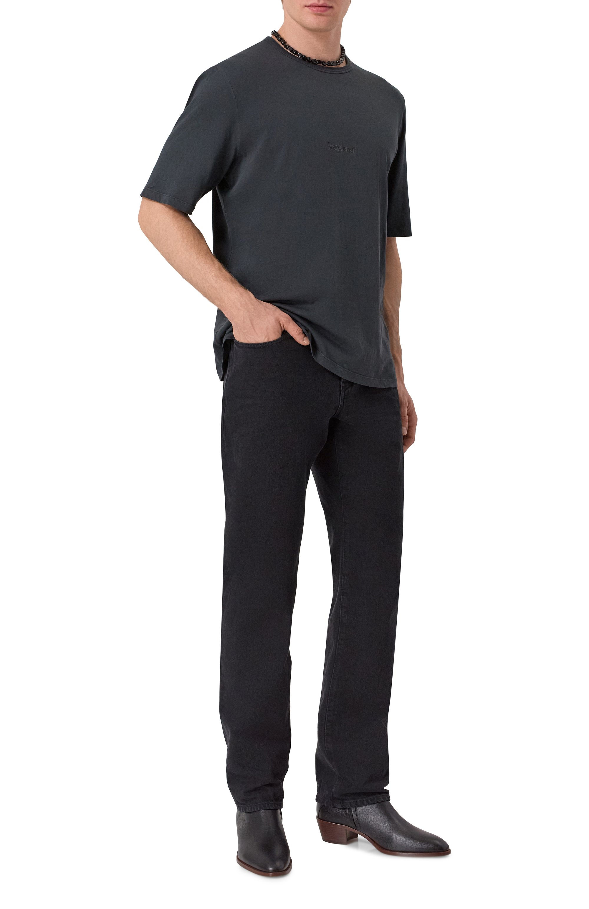 Хлопковая футболка SAINT LAURENT, арт. 818535/YBHD2, фото 2