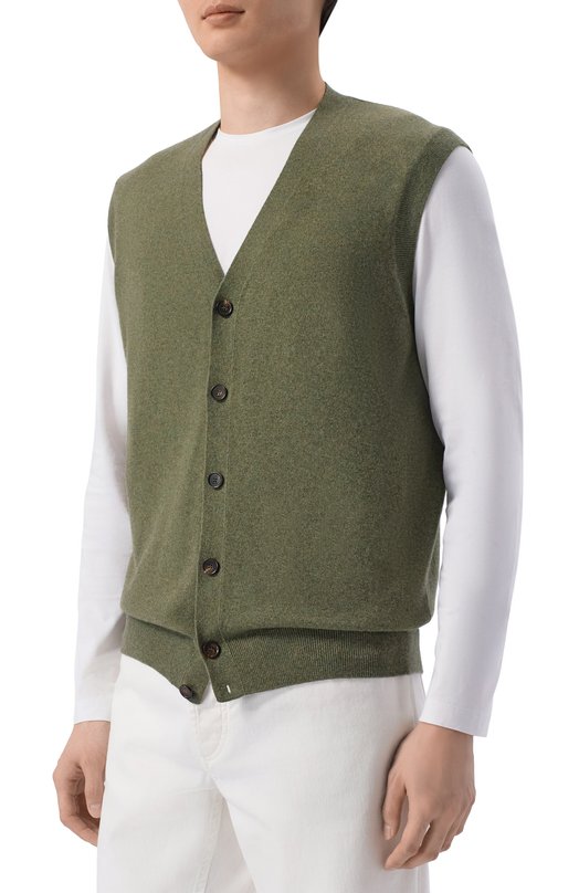 Кашемировый жилет Loro Piana FAP6096 Хаки  FAP6096 Фото 3