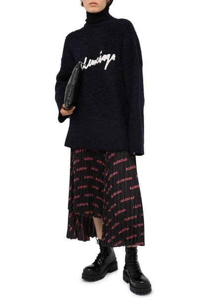 Хлопковый свитер BALENCIAGA темно-синего цвета по цене 139500 руб., арт. 628649/T3182, фото 2 Хлопковый свитер BALENCIAGA, арт. 628649/T3182, фото 2