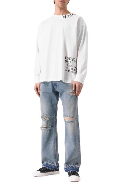 Хлопковый лонгслив MM6 белого цвета по цене 29950 руб., арт. SH0GC0047/S24312, фото 2 Хлопковый лонгслив MM6, арт. SH0GC0047/S24312, фото 2