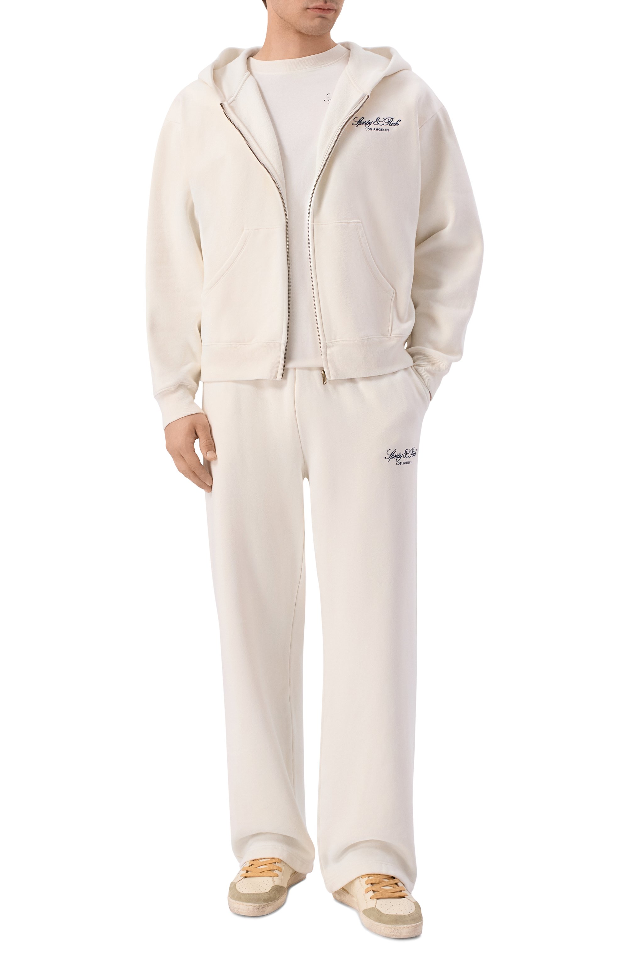 Хлопковая футболка SPORTY AND RICH кремового цвета по цене 12150 руб., арт. T011976269WH37, фото 2 Хлопковая футболка SPORTY AND RICH, арт. T011976269WH37, фото 2