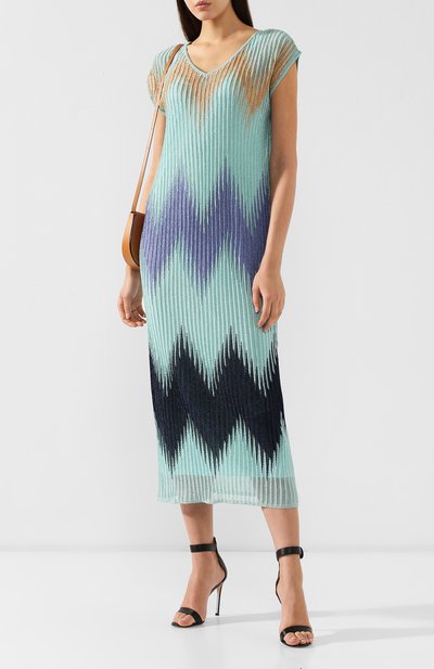 Платье-миди M MISSONI бирюзового цвета по цене 59400 руб., арт. 2DG00127/2K001A, фото 2 Платье-миди M MISSONI, арт. 2DG00127/2K001A, фото 2