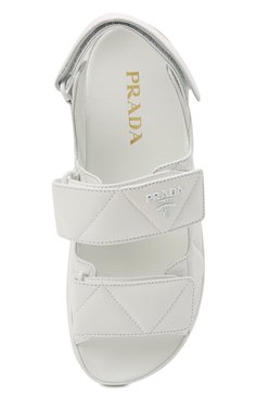 Женские кожаные сандалии PRADA белого цвета, арт. 1X721M-038-F0009-020 | Фото 6 (Материал внешний: Кожа; Региональные ограничения белый список (Axapta Mercury): RU; Материал сплава: Проставлено; Нос: Не проставлено; Подошва: Массивная)