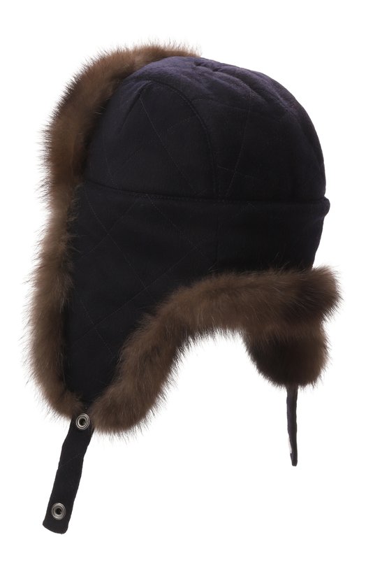 Шапка-ушанка с отделкой из меха соболя Black Sable BS-005F4 Синий  BS-005F4 Фото 2