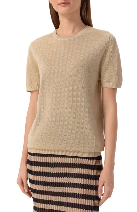 Шелковый пуловер Kiton D61785K0920 Бежевый  D61785K0920 Фото 3