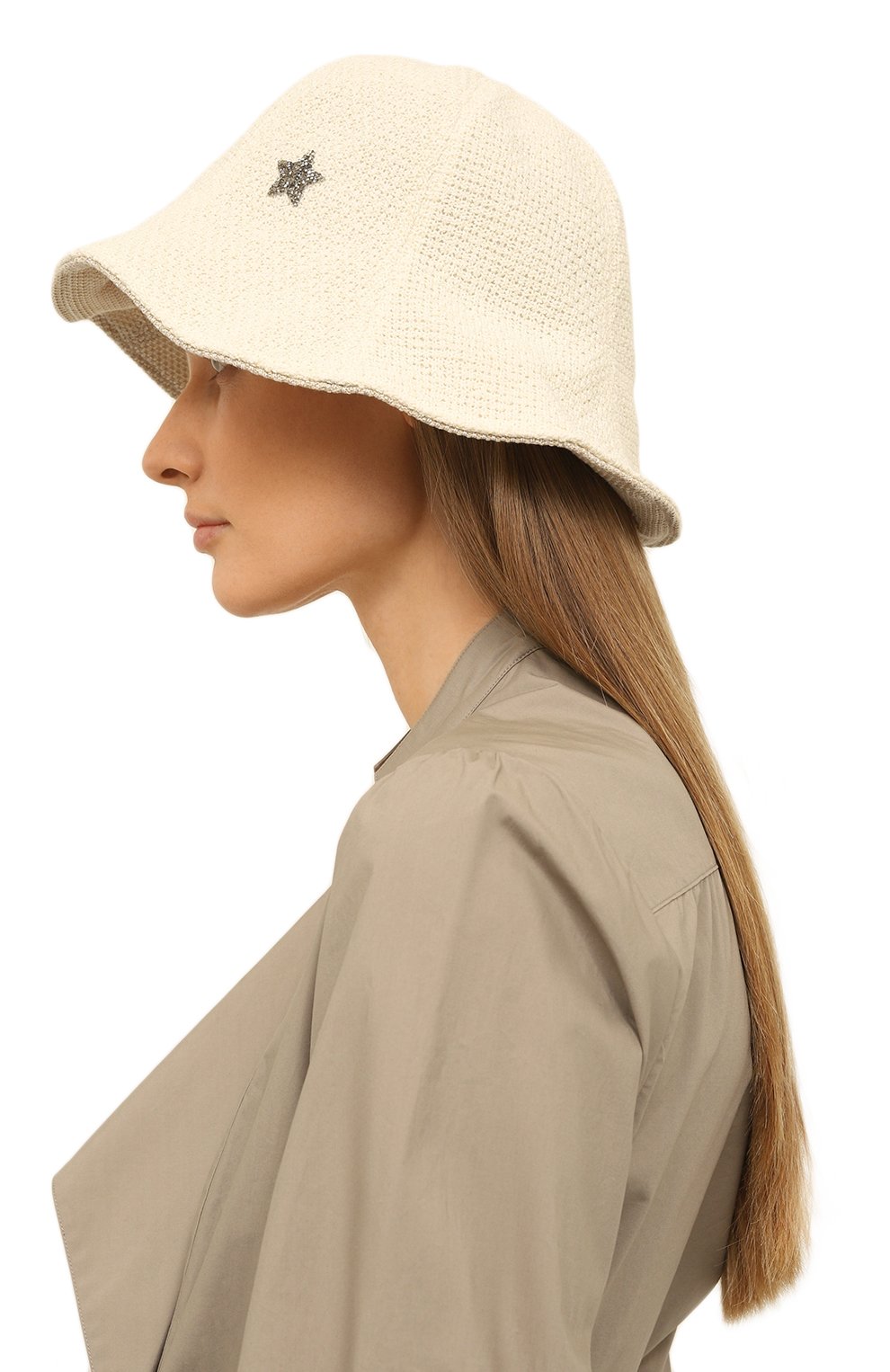 Хлопковая панама LORENA ANTONIAZZI кремового цвета по цене 42850 руб., арт. P23215CE05A/1329, фото 2 Хлопковая панама LORENA ANTONIAZZI, арт. P23215CE05A/1329, фото 2