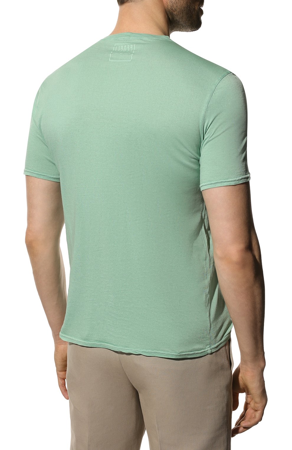 Хлопковая футболка FEDELI салатового цвета по цене 16150 руб., арт. 5UEF0113, фото 4 Хлопковая футболка FEDELI, арт. 5UEF0113, фото 4