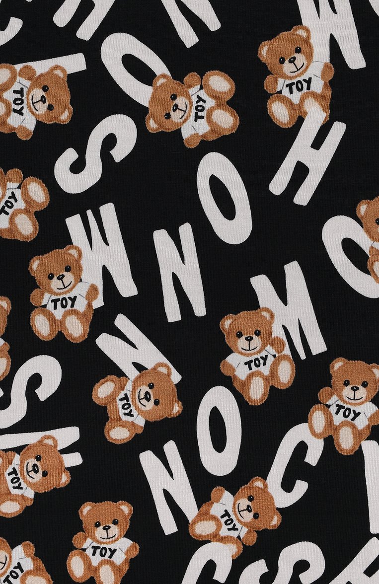 Детское хлопковое платье MOSCHINO черного цвета, арт. HDV0CY/LBBB8/6 | Фото 3 (Рукава: Короткие; Материал внешний: Хлопок; Девочки Кросс-КТ: Платье-одежда; Случай: Повседневный; Драгоценные камни: Проставлено; Нос: Не проставлено; Материал сплава: Проставлено)