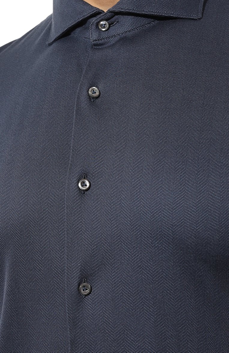 Мужская хлопковая рубашка VAN LAACK темно-си�него цвета, арт. PER-LSF/187550/3XL | Фото 5 (Манжеты: На пуговицах; Рукава: Длинные; Воротник: Акула; Случай: Повседневный; Длина (для топов): Стандартные; Материал сплава: Проставлено; Материал внешний: Хлопок; Принт: Однотонные; Драгоценные камни: Проставлено; Стили: Кэжуэл)