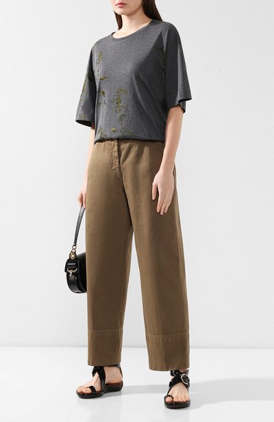 Хлопковая футболка DRIES VAN NOTEN серого цвета по цене 15100 руб., арт. 192-31179-8611, фото 2 Хлопковая футболка DRIES VAN NOTEN, арт. 192-31179-8611, фото 2