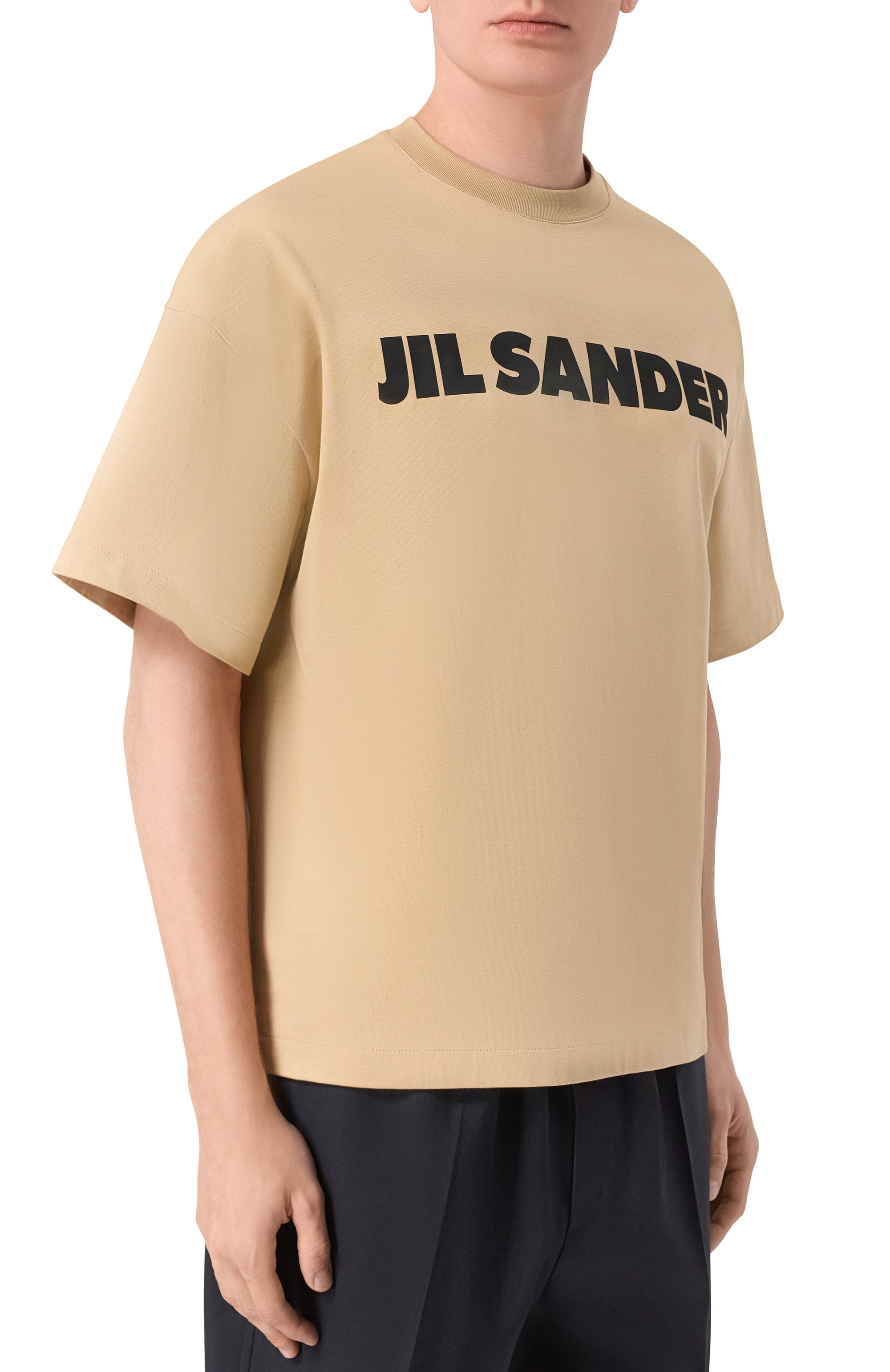 Хлопковая футболка JIL SANDER бежевого цвета по цене 55750 руб., арт. J22GC0221/J20348, фото 3 Хлопковая футболка JIL SANDER, арт. J22GC0221/J20348, фото 3