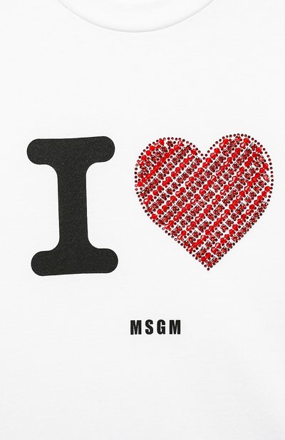 Хлопковая футболка MSGM KIDS белого цвета по цене 9725 руб., арт. F4MSJGTH143, фото 3 Хлопковая футболка MSGM KIDS, арт. F4MSJGTH143, фото 3