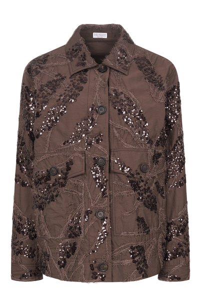 Женская хлопковая куртка с отделкой пайетками BRUNELLO CUCINELLI, арт. M0F79HM206