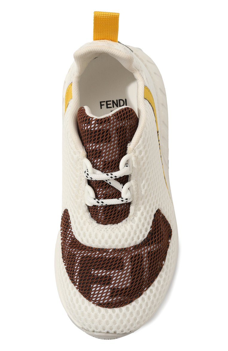 Детские кроссовки FENDI белого цвета, арт. JMR442/AM50/28-31 | Фото 4 (Нос: Не проставлено; Материал внешний: Текстиль; Материал внутренний: Текстиль; Материал сплава: Проставлено)