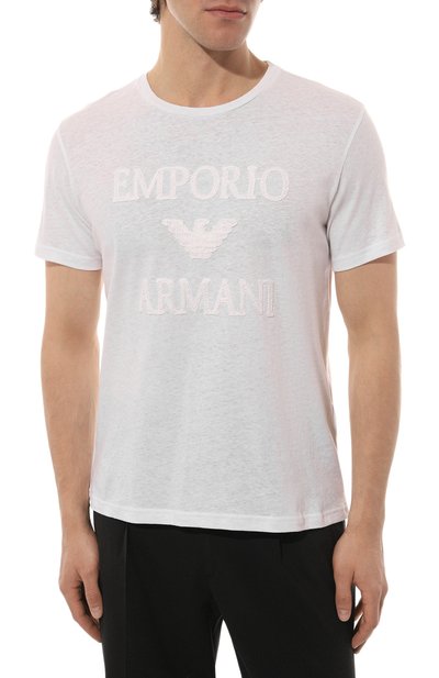 Футболка из хлопка и льна EMPORIO ARMANI, арт. 211818/3R485, фото 3