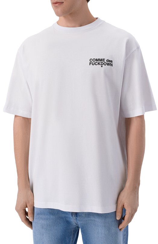 Хлопковая футболка Comme des Fuckdown CFABM01968 Белый  CFABM01968 Фото 3