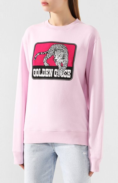 Хлопковый свитшот GOLDEN GOOSE DELUXE BRAND розового цвета по цене 33650 руб., арт. G36WP029.S4, фото 3 Хлопковый свитшот GOLDEN GOOSE DELUXE BRAND, арт. G36WP029.S4, фото 3