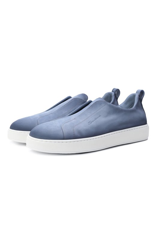 Замшевые кеды Cleanic Santoni MBCG21995BARTFEH Голубой MBCG21995BARTFEH