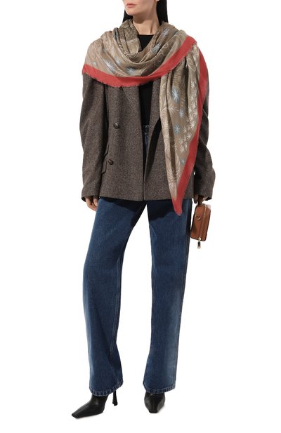 Платок дракон GOURJI темно-бежевого цвета по цене 25970 руб., арт. T27DRBE10R, фото 3 Платок дракон GOURJI, арт. T27DRBE10R, фото 3