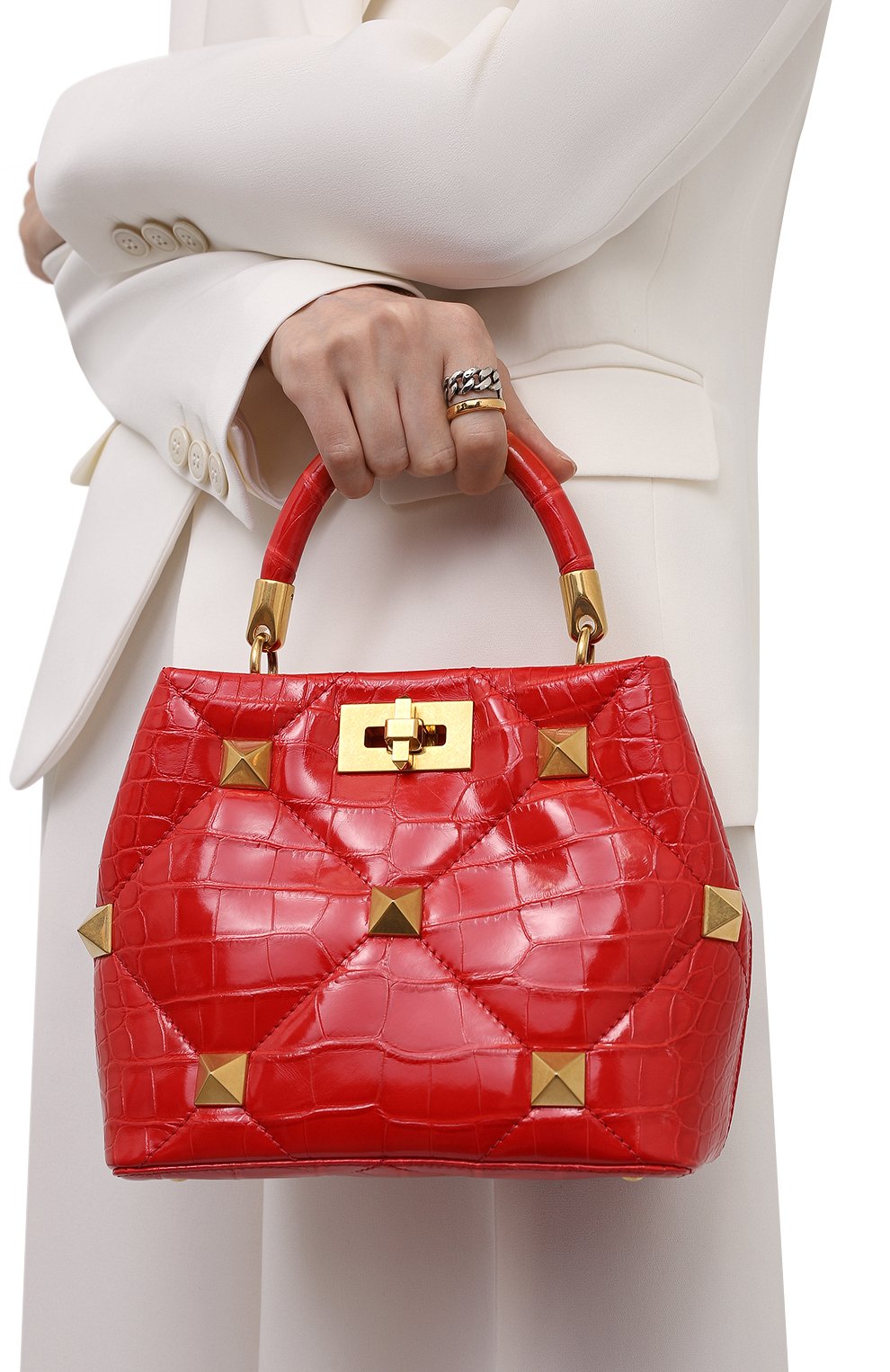 Сумка roman stud small из кожи аллигатора VALENTINO, арт. WW2B0I97/SXY/AMIS, фото 2