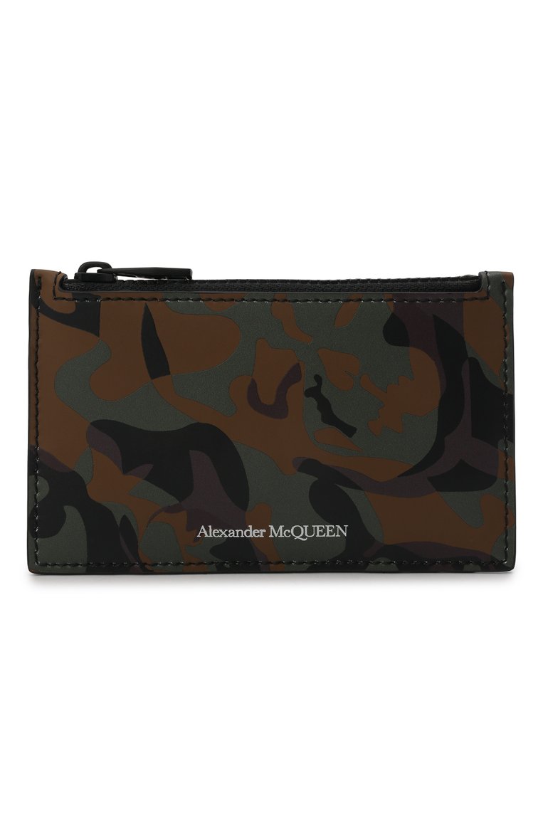 Мужской кожаный футляр для кредитных карт ALEXANDER MCQUEEN хаки цвета, арт. 683117/1AAEN | Фото 1 (Материал: Натура�льная кожа; Региональные ограничения белый список (Axapta Mercury): Не проставлено; Нос: Не проставлено)