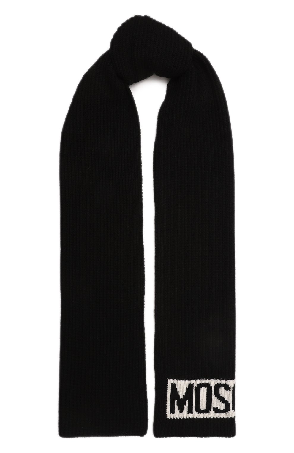 Шарф из шерсти и вискозы MOSCHINO черного цвета по цене 11550 руб., арт. 50184/M5541, фото 1 Шарф из шерсти и вискозы MOSCHINO, арт. 50184/M5541, фото 1