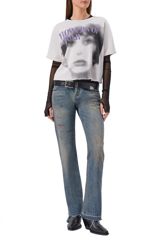 Хлопковая футболка Enfants Riches Deprimes 120-568/C0TT0N Кремовый  120-568/C0TT0N Фото 2