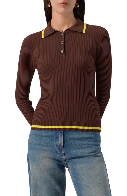 Поло из вискозы M05CH1NO Jeans J0911/8201 Коричневый  J0911/8201 Фото 3