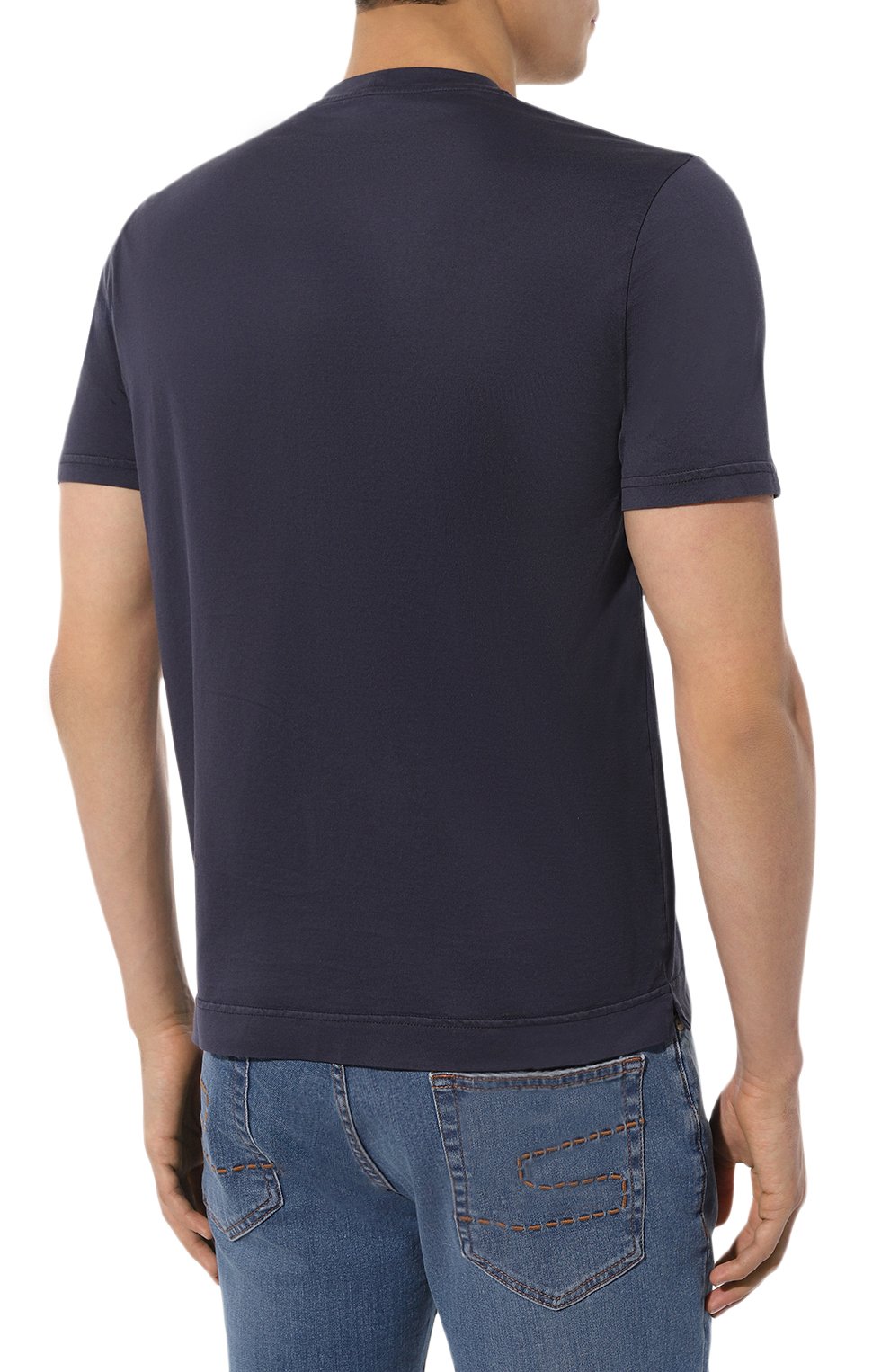 Хлопковая футболка FEDELI темно-синего цвета по цене 27450 руб., арт. 7UEF0103, фото 4 Хлопковая футболка FEDELI, арт. 7UEF0103, фото 4