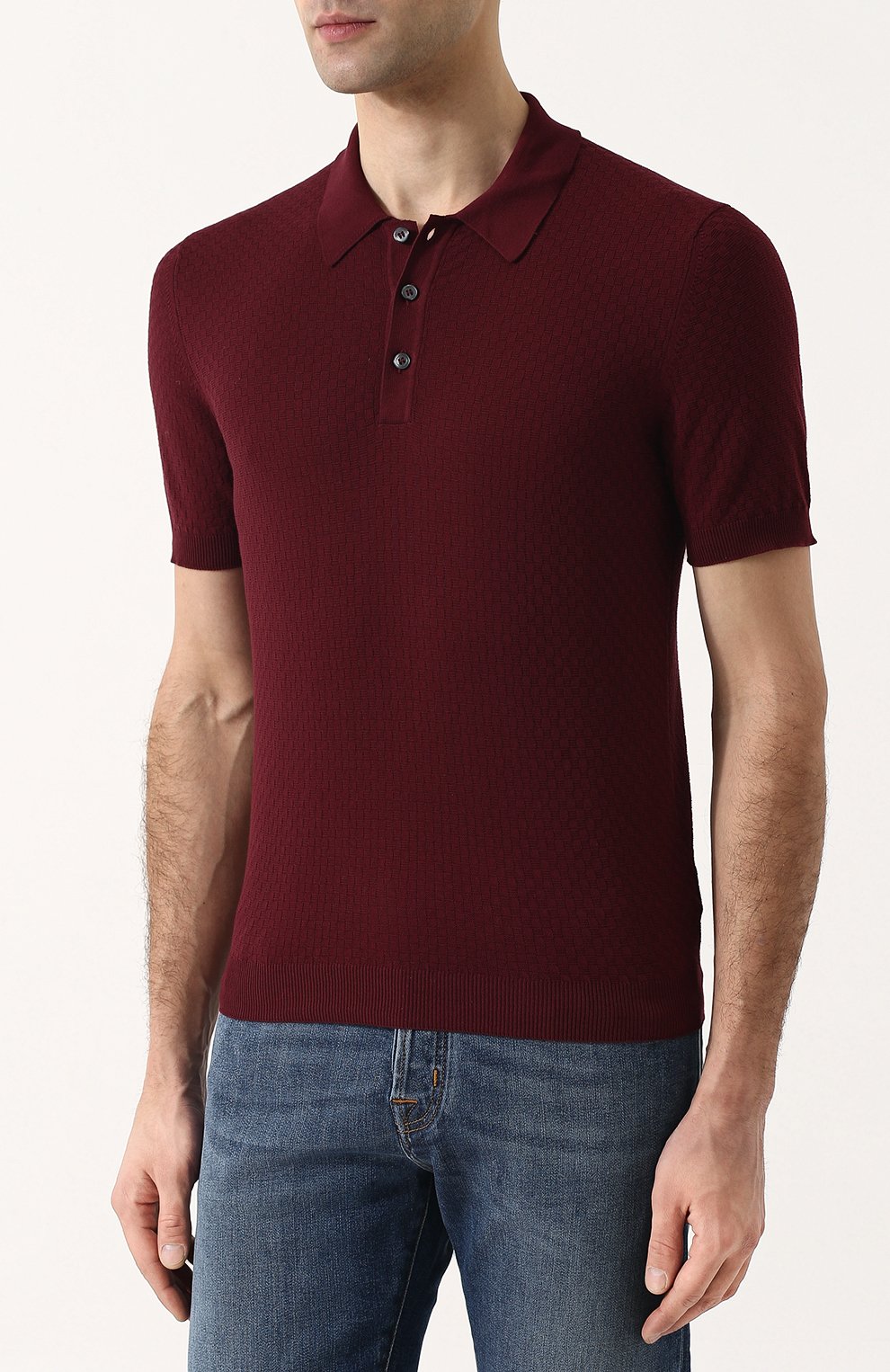 Однотонное хлопковое поло ANDREA CAMPAGNA, арт. 57174/20619, фото 3