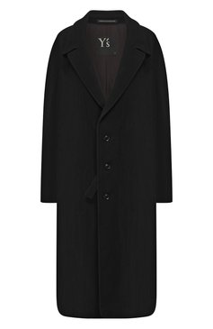 Женское шерстное пальто YOHJI YAMAMOTO черного цвета, арт. YJ-J06-128 | Фото 1 (Рукава от горловины: Длинные; Материал внешний: Шерсть; Рукава: Длинные; Материал сплава: Проставлено, Проверено; Длина (верхняя одежда): Длинные; 1-2-бортные: Однобортные; Статус проверки: Проверено, Проверена категория; Драгоценные камни: Проставлено; Материал подклада: Купро)