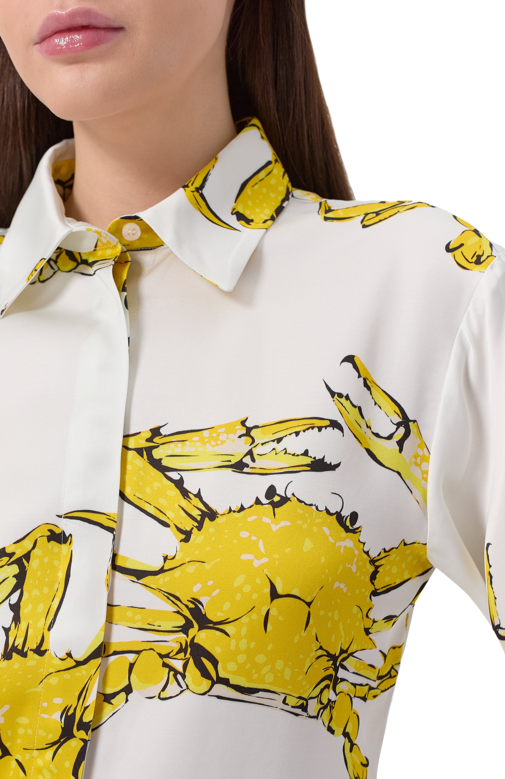 Рубашка из вискозы MSGM белого цвета по цене 36750 руб., арт. 3841MDE24A/257152, фото 5 Рубашка из вискозы MSGM, арт. 3841MDE24A/257152, фото 5