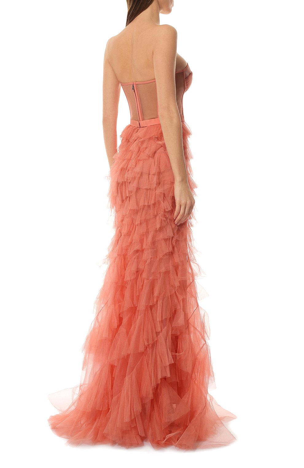 Шелковое платье ALEXANDER MCQUEEN кораллового цвета по цене 1140000 руб., арт. 688892/QZAFB, фото 4 Шелковое платье ALEXANDER MCQUEEN, арт. 688892/QZAFB, фото 4