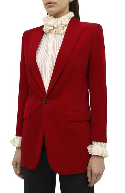 Хлопковый жакет SAINT LAURENT красного цвета по цене 229500 руб., арт. 632834/Y006R, фото 4 Хлопковый жакет SAINT LAURENT, арт. 632834/Y006R, фото 4