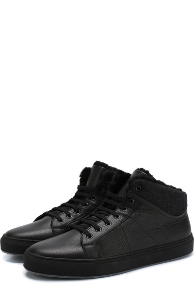 Высокие кожаные кеды с внутренней меховой отделкой CORNELIANI, арт. 82TM46-8820955, фото 1
