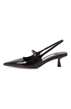 Женские кожаные туфли didi 45 JIMMY CHOO черного цвета, арт. DIDI 45/PAT | Фото 4 (Драгоценные камни: Проставлено; Материал внутренний: Натуральная �кожа; Материал сплава: Проставлено; Материал внешний: Натуральная кожа; Каблук высота: Средний; Подошва: Плоская; Каблук тип: Kitten heel; Женское Кросс-КТ: Слингбэки)
