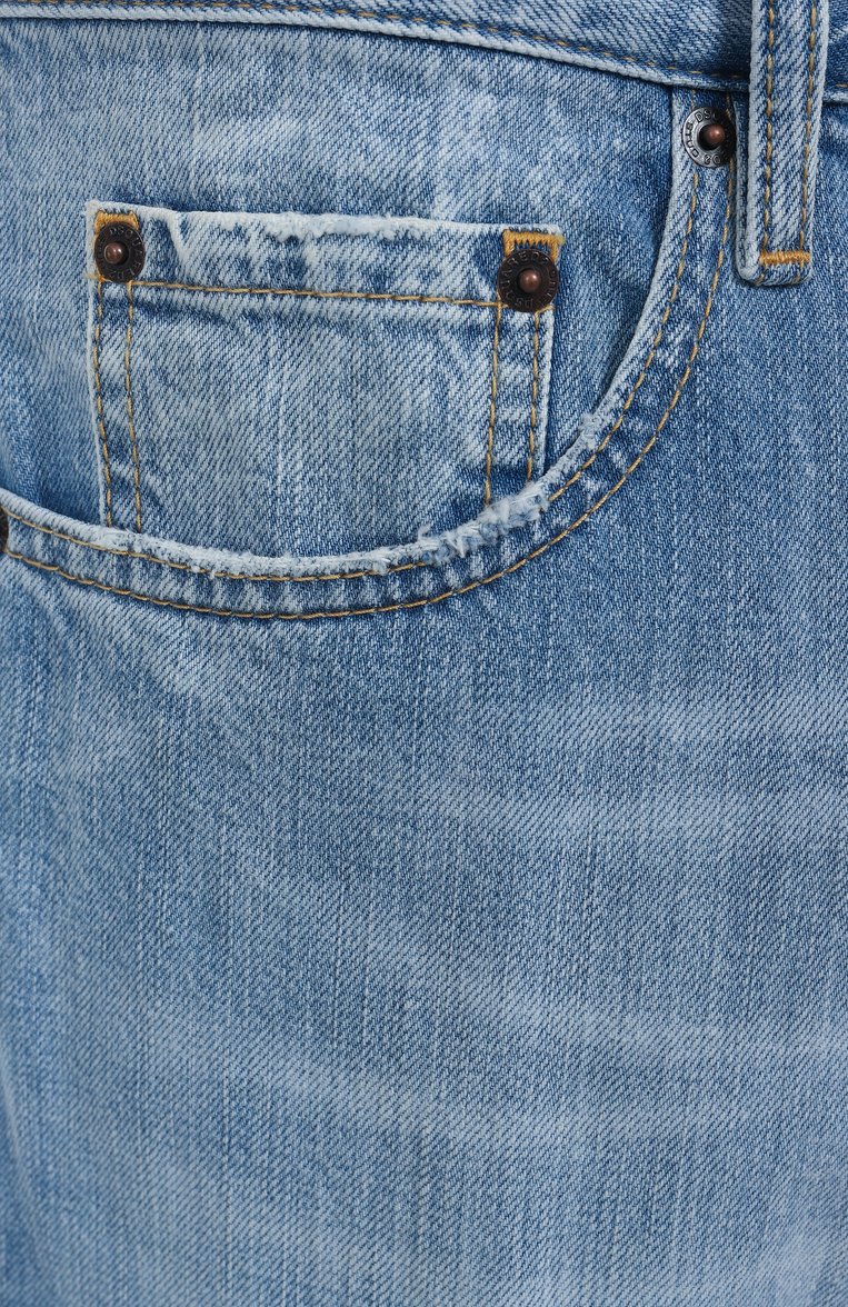 Мужские джинсы bro DSQUARED2 голубого цвета, арт. S71LB1611/S30309 | Фото 6 (Длина (брюки, джинсы): Стандартные; Материал внешний: Хлопок, Деним; Детали: Делаве; Кросс-КТ: Деним; Стили: Повседневный; Автоматизация состава: Проставлено; Автоматизация ТО: Проставлено; Силуэт М (брюки): Широкие)