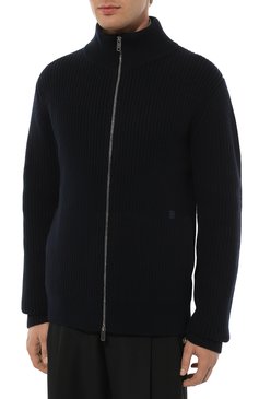 Мужской кардиган из шерсти и кашемира GIVENCHY темно-синего цвета, арт. BM90PW4YGB | Фото 3 (Материал внешний: Кашемир, Шерсть; Длина (для топов): Стандартные; Рукава: Длинные; Мужское Кросс-КТ: Кардиган-одежда; Стили: Кэжуэл; Застежка: Пуговицы)