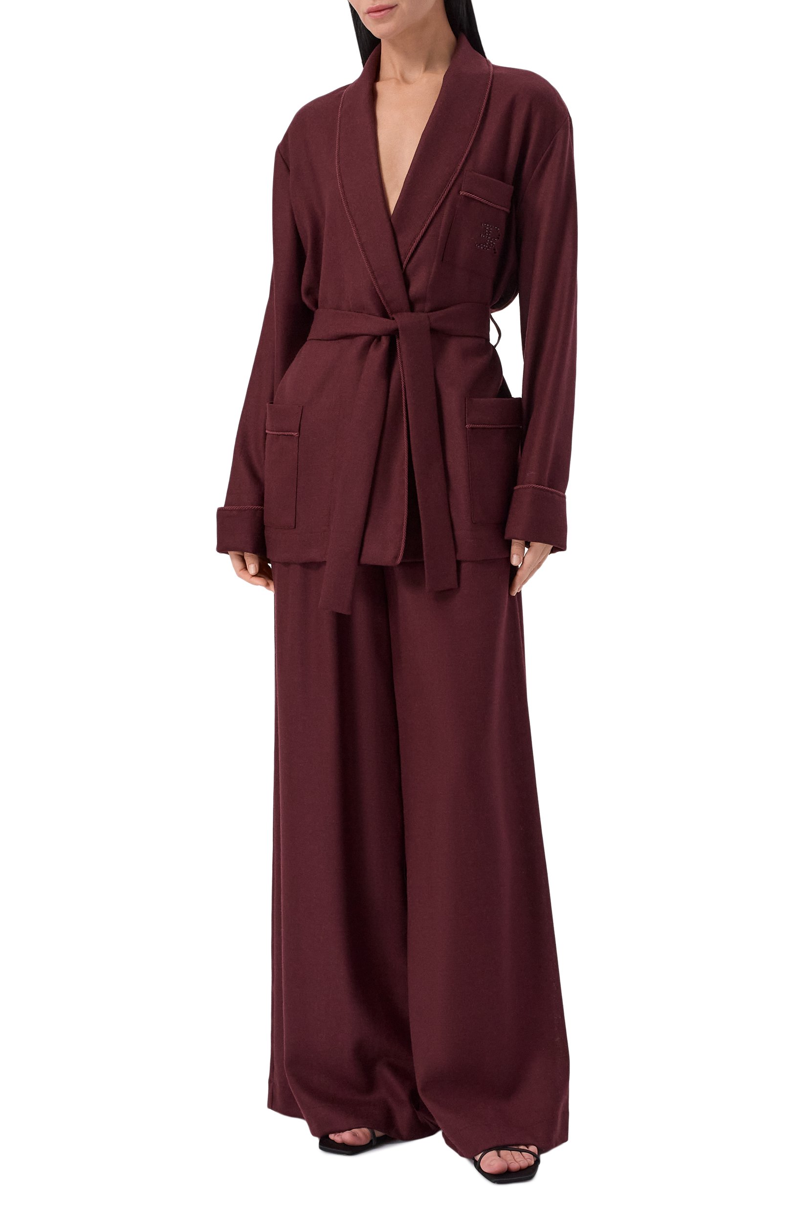 Шерстяные брюки ERMANNO SCERVINO бордового цвета по цене 78300 руб., арт. D494P613XYI, фото 2 Шерстяные брюки ERMANNO SCERVINO, арт. D494P613XYI, фото 2