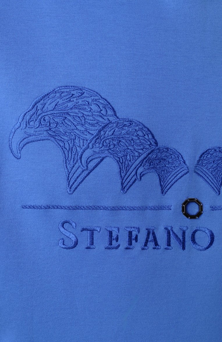 Мужская хлопковая футболка STEFANO RICCI синего цвета, арт. MNH5103980/LUXT | Фото 6 (Длина (для топов): Стандартные; Принт: Без принта; Стили: Кэжуэл; Материал внешний: Хлопок; Мужское Кросс-КТ: Футболка-одежда; Кросс-КТ: Джерси; Рукава: 3/4)