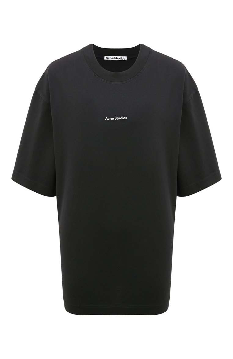 Женская темно-серая хлопковая футболка ACNE STUDIOS купить в интернет ...