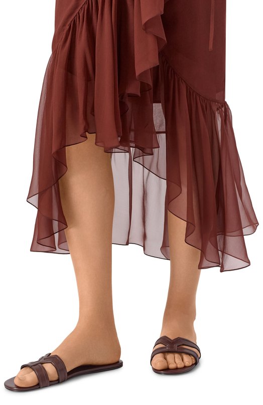 Кожаные шлепанцы Mabrouka Saint Laurent 861853/25V00 Коричневый  861853/25V00 Фото 2